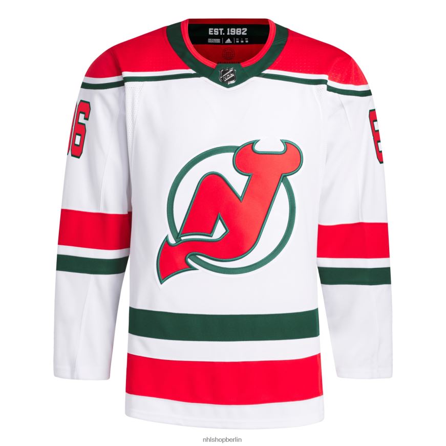 Männer NHL New Jersey Devils Jack Hughes adidas Weiß 2022/23 Heritage Primegreen Authentic Pro Jersey Kleidung BF680T75