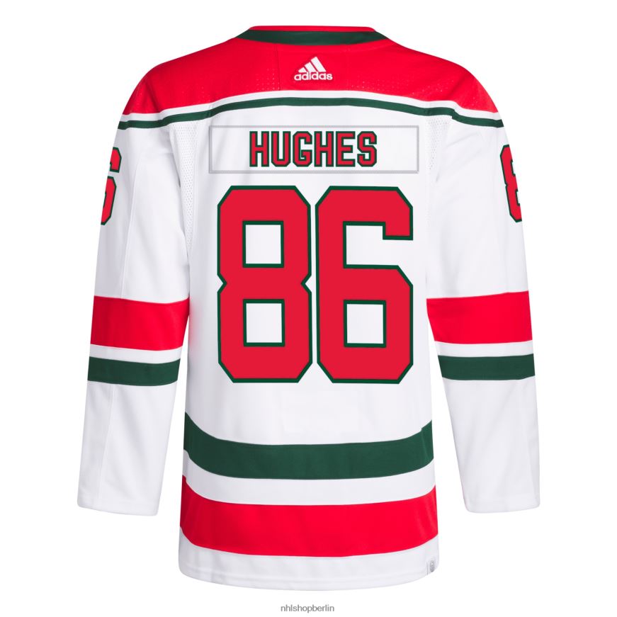 Männer NHL New Jersey Devils Jack Hughes adidas Weiß 2022/23 Heritage Primegreen Authentic Pro Jersey Kleidung BF680T75