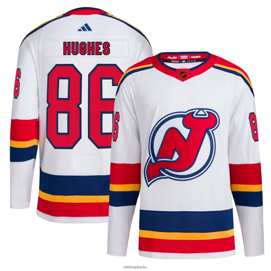 Männer NHL New Jersey Devils Jack Hughes adidas White Reverse Retro 20 Authentisches Spielertrikot Kleidung BF680T97