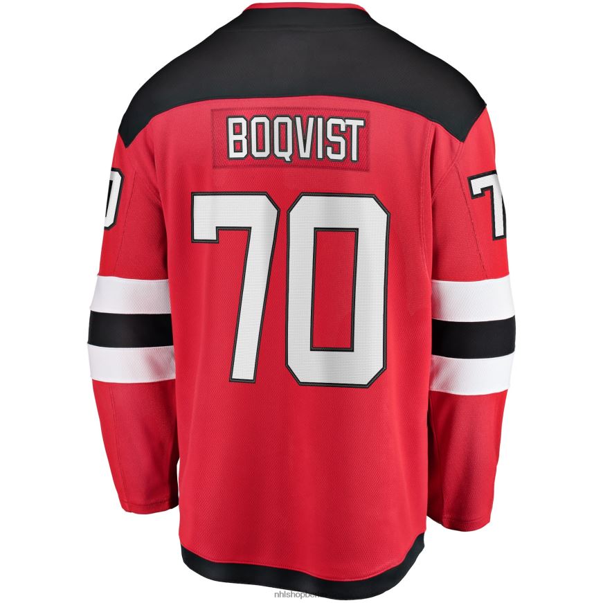 Männer NHL New Jersey Devils Jesper Boqvist Fanatics gebrandetes rotes Home-Breakaway-Spielertrikot Kleidung BF680T1818