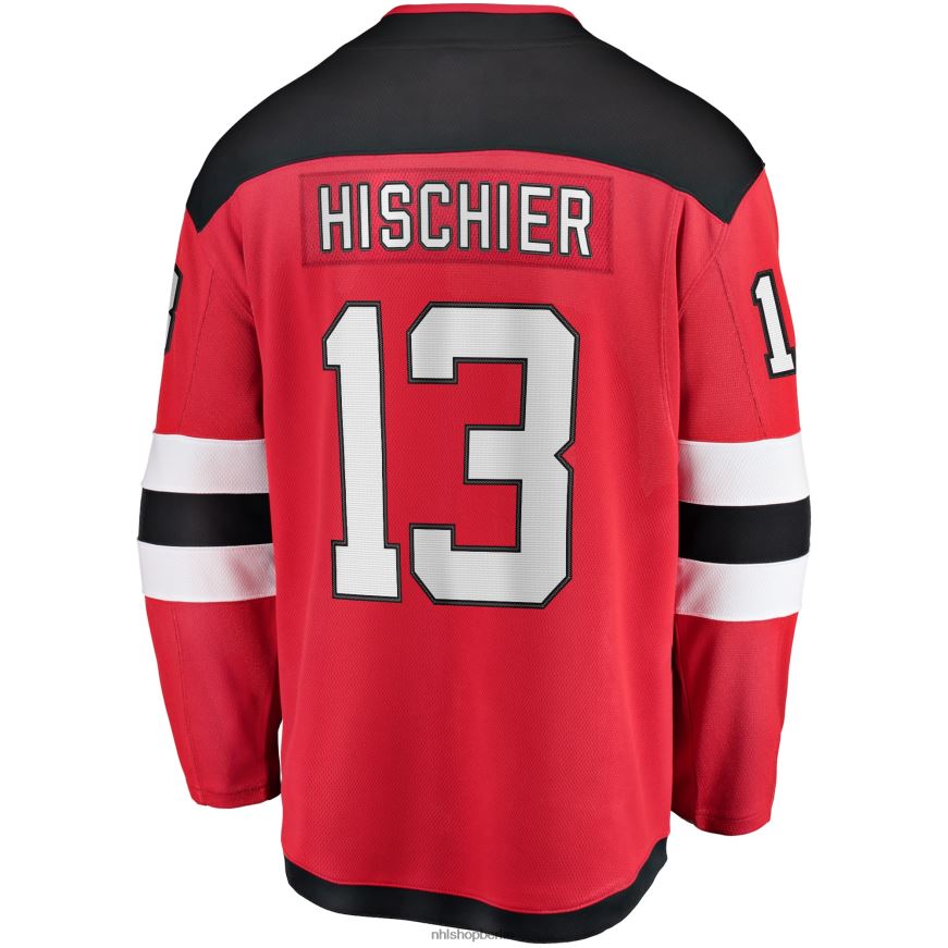 Männer NHL New Jersey Devils Nico Hischier Fanatics-gebrandetes rotes Home-Premier-Breakaway-Spielertrikot Kleidung BF680T24