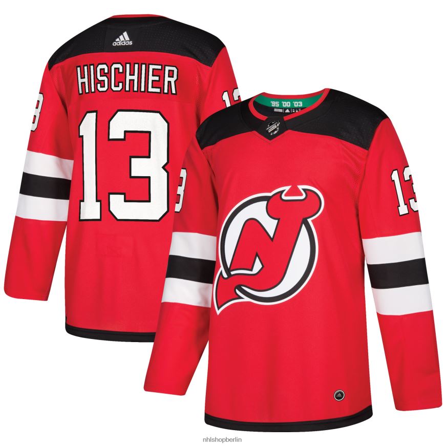 Männer NHL New Jersey Devils Nico Hischier adidas rotes authentisches Spielertrikot Kleidung BF680T1298