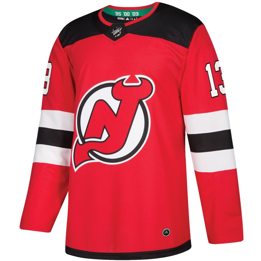 Männer NHL New Jersey Devils Nico Hischier adidas rotes authentisches Spielertrikot Kleidung BF680T1298