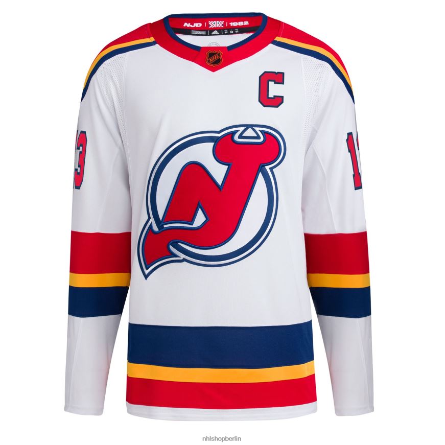 Männer NHL New Jersey Devils Nico Hischier adidas weißes Reverse Retro 20 authentisches Spielertrikot Kleidung BF680T1183