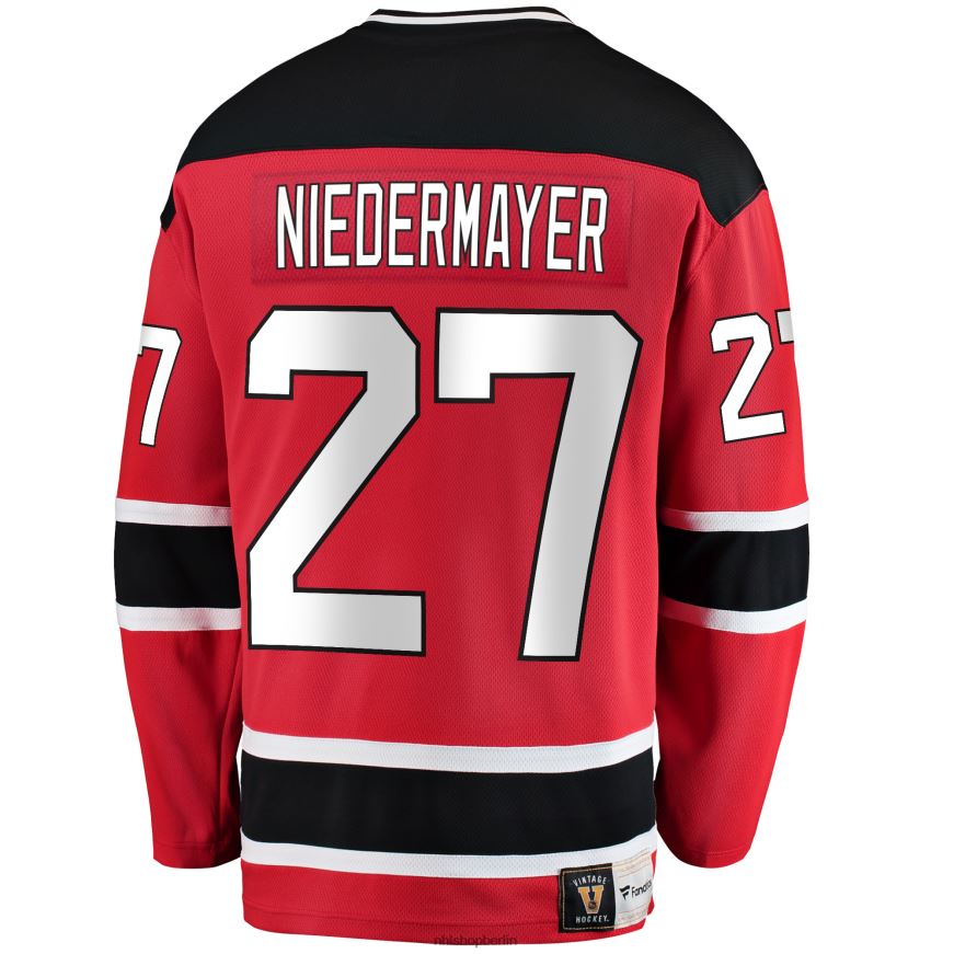 Männer NHL New Jersey Devils Scott Niedermayer Fanatics gebrandetes rotes Premier Breakaway-Spielertrikot im Ruhestand Kleidung BF680T326