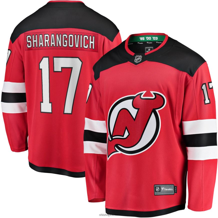 Männer NHL New Jersey Devils Yegor Sharangovich Fanatics Branded Red 2017/18 Heim-Breakaway-Replika-Trikot Kleidung BF680T1403