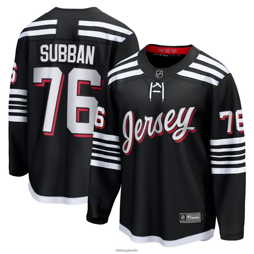 Männer NHL New Jersey Devils pk Schwarzes Alternative-Premier-Breakaway-Spielertrikot mit Subban-Fanatiker-Logo Kleidung BF680T534