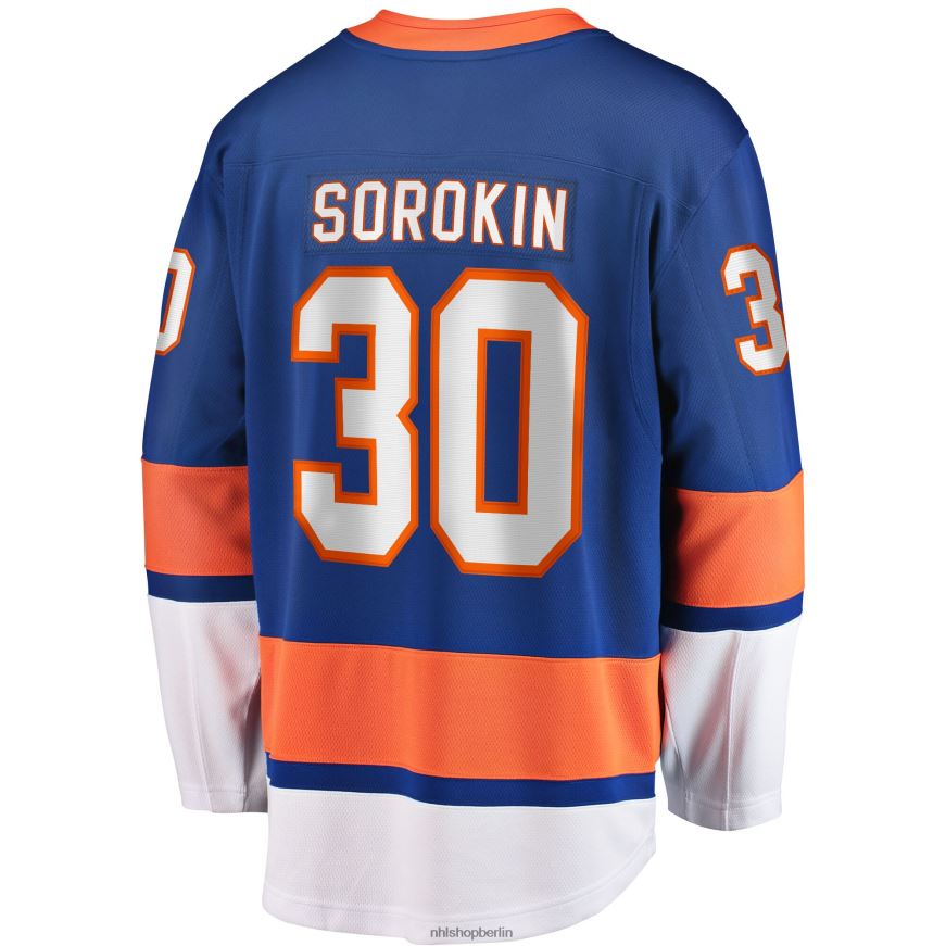 Männer NHL New York Islanders Ilya Sorokin Fanatics-gebrandetes Royal Home Breakaway-Spielertrikot Kleidung BF680T340