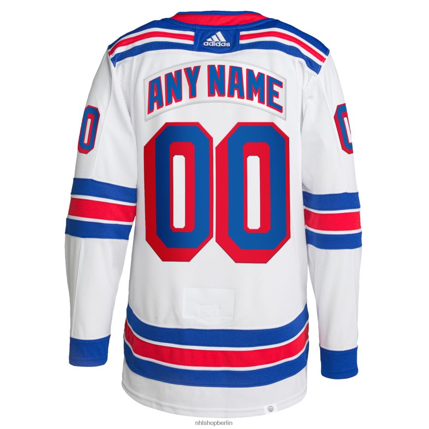 Männer NHL New York Rangers Adidas White Away Primegreen Authentic Pro Custom Trikot Kleidung BF680T61