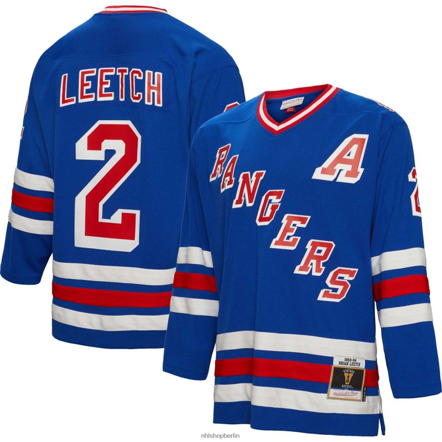 Männer NHL New York Rangers Brian Leetch Mitchell  Ness Blue 1993 Blue Line Spielertrikot Kleidung BF680T635