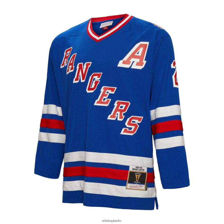 Männer NHL New York Rangers Brian Leetch Mitchell  Ness Blue 1993 Blue Line Spielertrikot Kleidung BF680T635