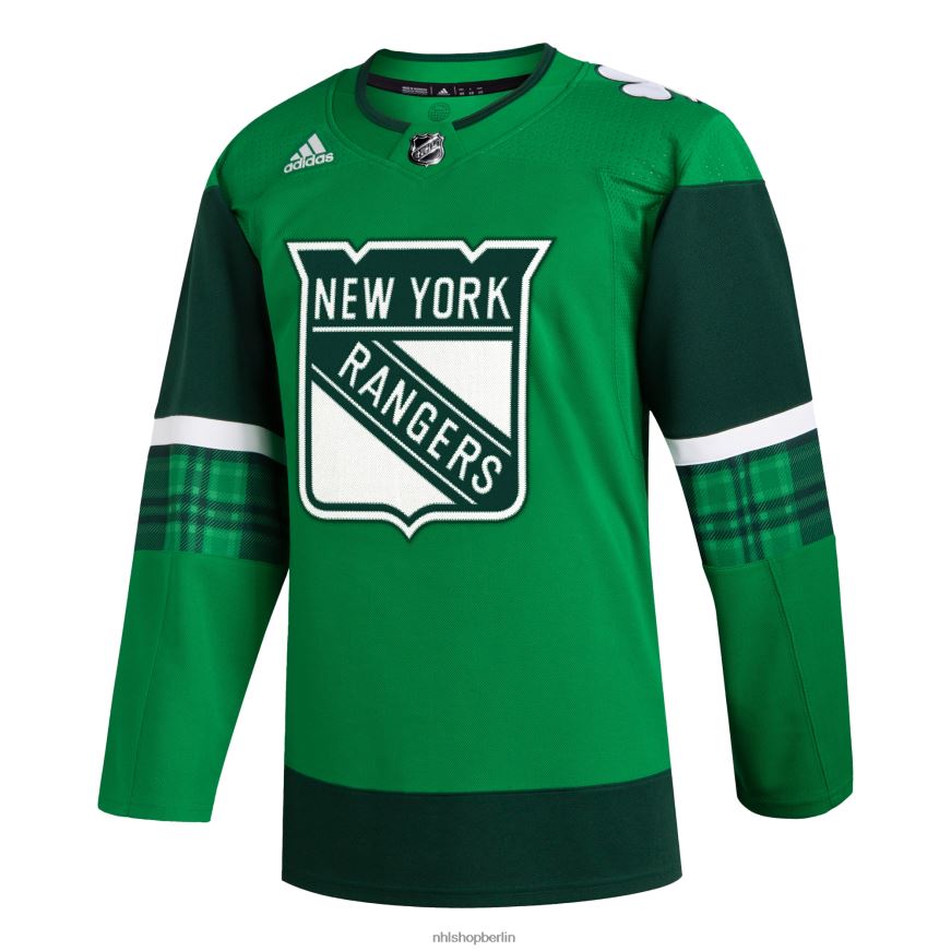 Männer NHL New York Rangers adidas Kelly Green 2023 St Patrick\s Day Primegreen authentisches Trikot Kleidung BF680T793