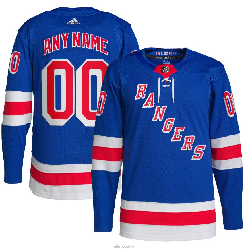 Männer NHL New York Rangers adidas Royal Home Primegreen Authentic Pro Custom Trikot Kleidung BF680T185