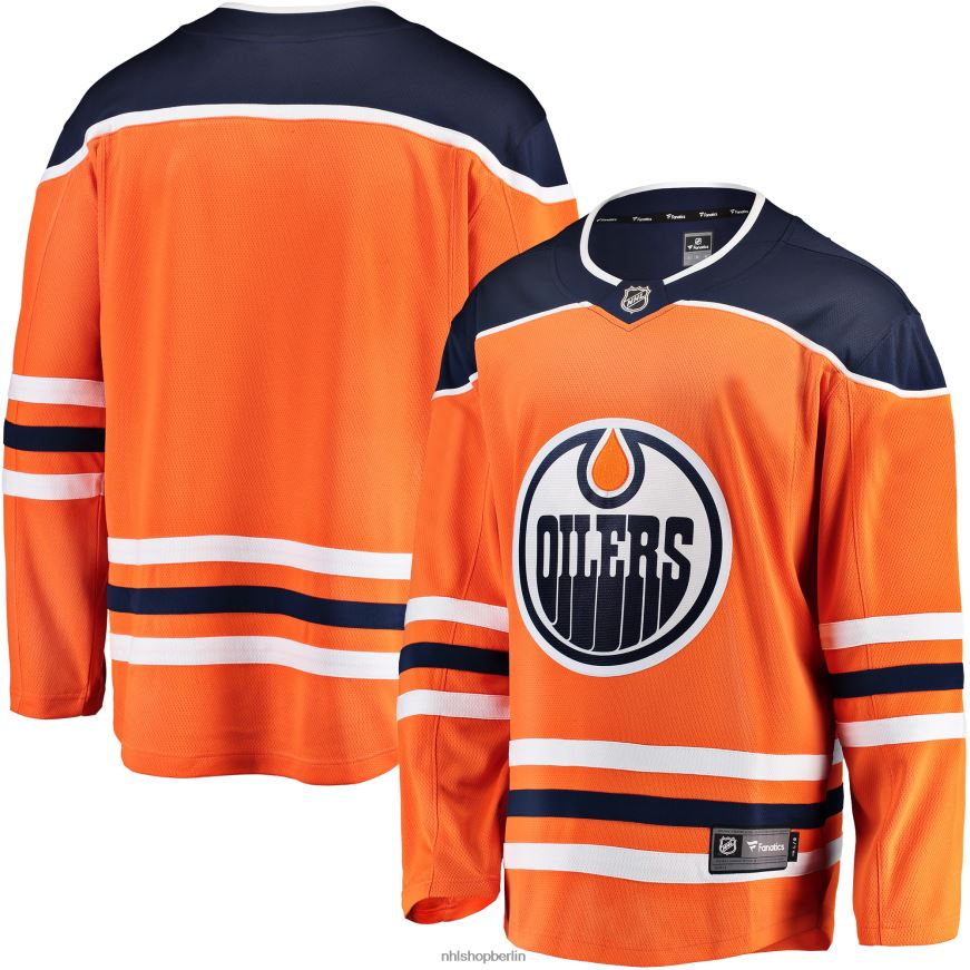 Männer NHL Orangefarbenes Breakaway-Heimtrikot der Edmonton Oilers mit Fanatics-Logo Kleidung BF680T764