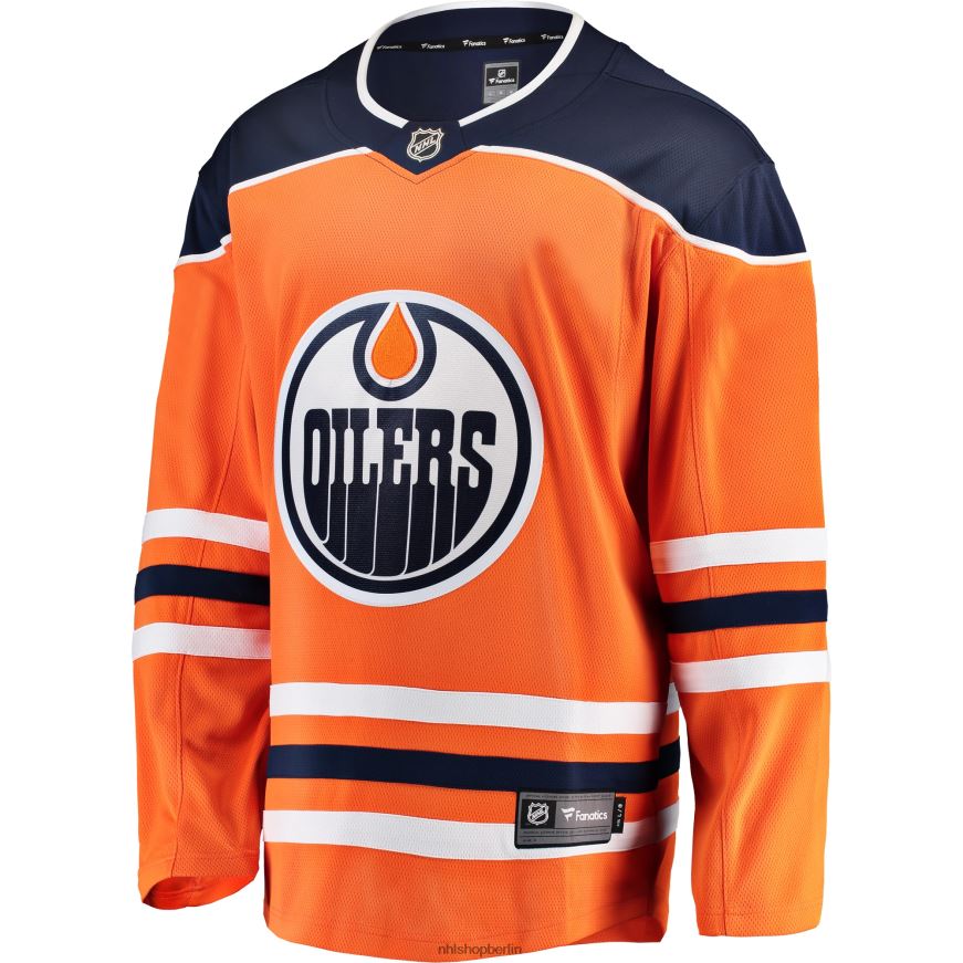 Männer NHL Orangefarbenes Breakaway-Heimtrikot der Edmonton Oilers mit Fanatics-Logo Kleidung BF680T764