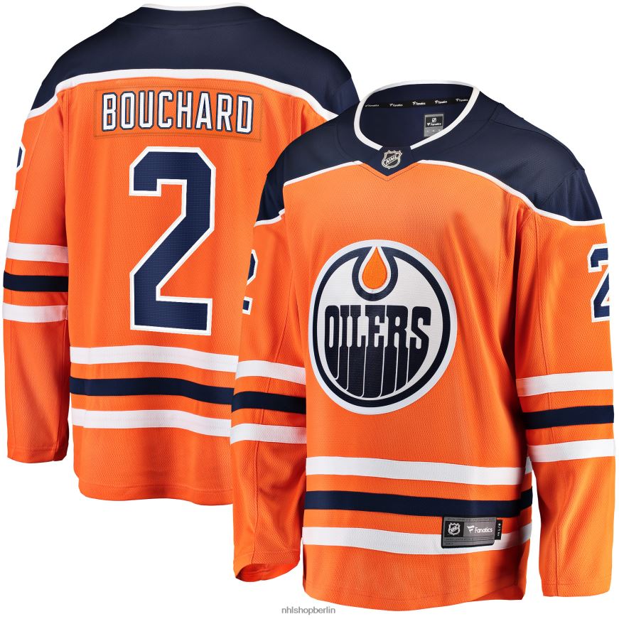 Männer NHL Orangefarbenes Breakaway-Heimtrikot der Edmonton Oilers mit Fanatics-Logo von Evan Bouchard Kleidung BF680T1687