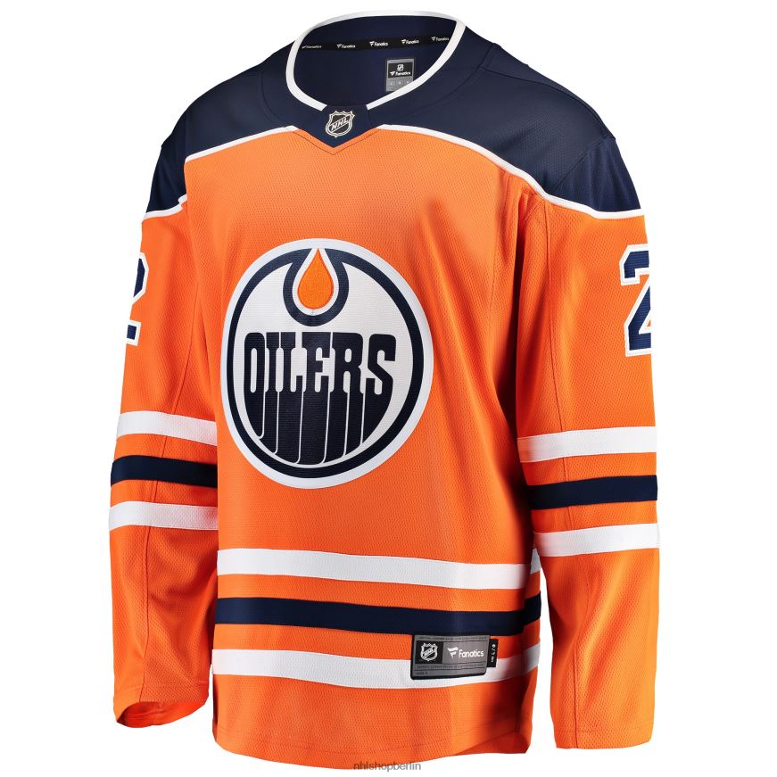 Männer NHL Orangefarbenes Breakaway-Heimtrikot der Edmonton Oilers mit Fanatics-Logo von Evan Bouchard Kleidung BF680T1687