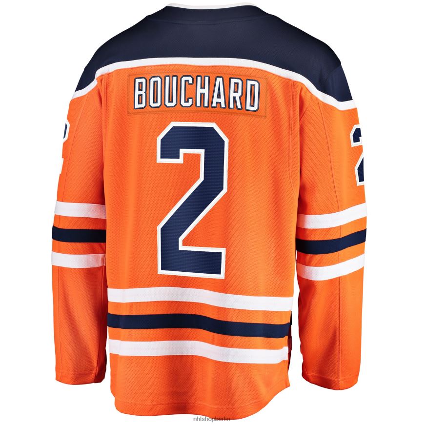 Männer NHL Orangefarbenes Breakaway-Heimtrikot der Edmonton Oilers mit Fanatics-Logo von Evan Bouchard Kleidung BF680T1687