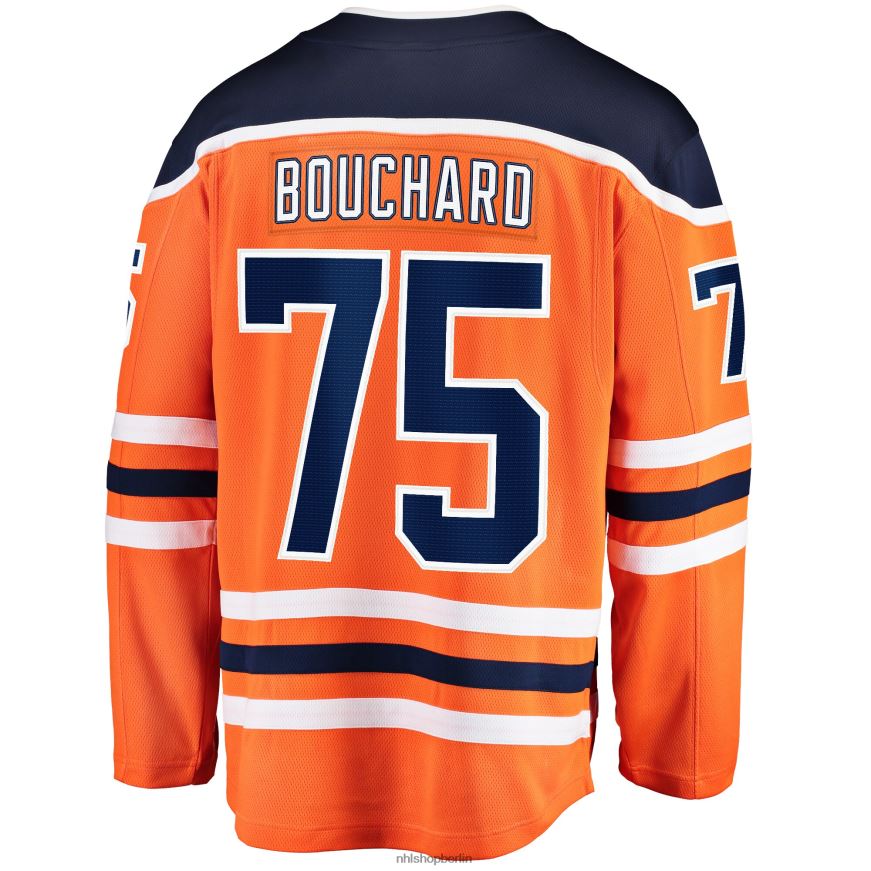 Männer NHL Orangefarbenes Breakaway-Heimtrikot der Edmonton Oilers mit Fanatics-Logo von Evan Bouchard Kleidung BF680T2029