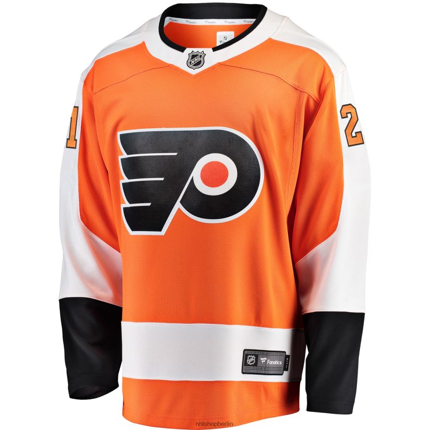 Männer NHL Orangefarbenes Breakaway-Trikot mit Philadelphia Flyers Scott Laughton Fanatics-Logo Kleidung BF680T2387