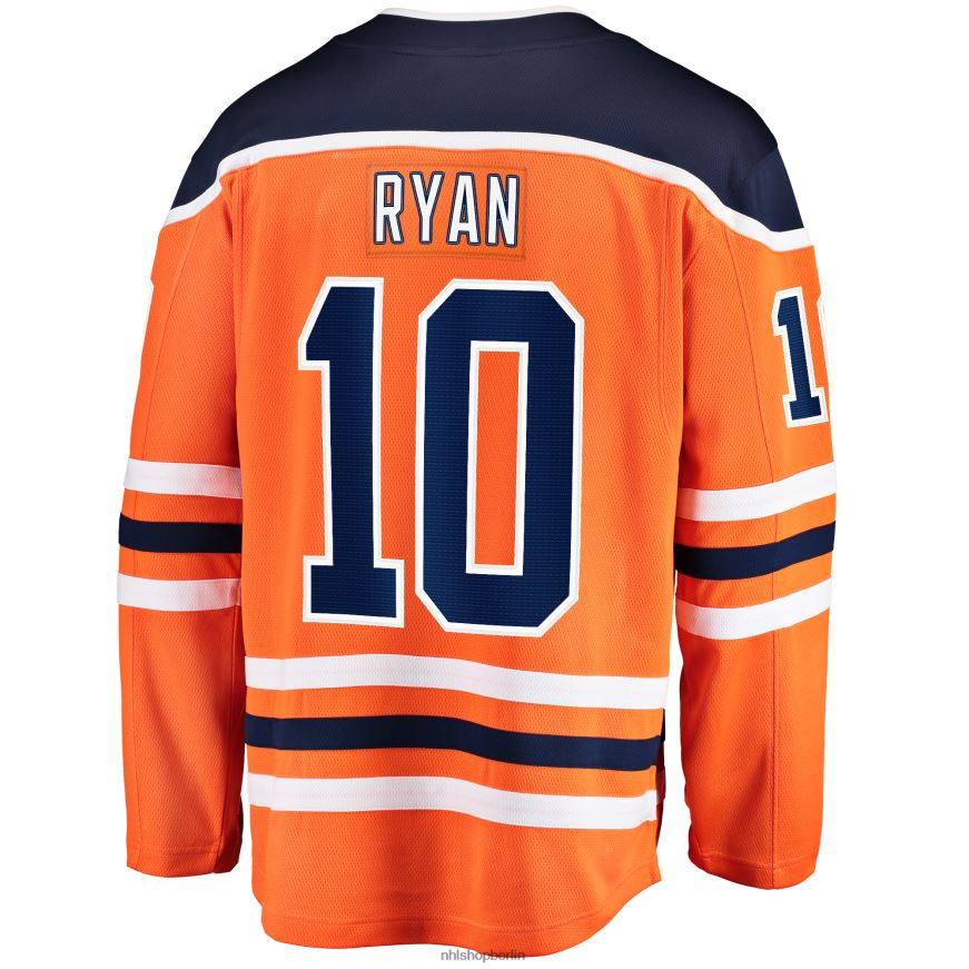 Männer NHL Orangefarbenes Home-Breakaway-Spielertrikot der Edmonton Oilers mit Fanatics-Logo von Derek Ryan Kleidung BF680T1900