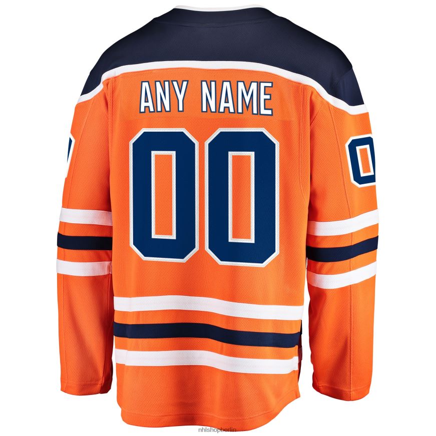 Männer NHL Orangefarbenes Home-Breakaway-Trikot der Edmonton Oilers mit Fanatics-Logo Kleidung BF680T1094