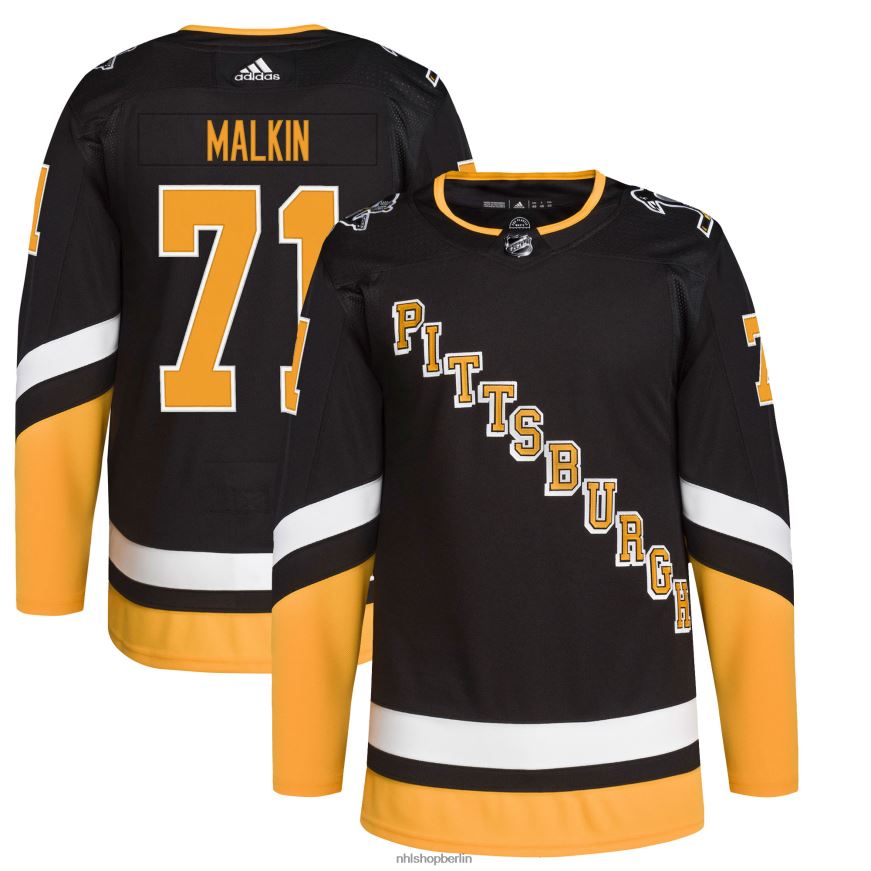 Männer NHL Pittsburgh Penguins Evgeni Malkin Adidas Schwarz 2021/22 Alternative Primegreen Authentisches Pro-Spieler-Trikot Kleidung BF680T756