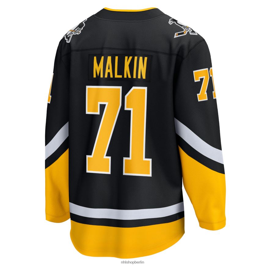 Männer NHL Pittsburgh Penguins Evgeni Malkin Fanatics gebrandetes schwarzes 2021/22 alternatives Premier Breakaway-Spielertrikot Kleidung BF680T1091