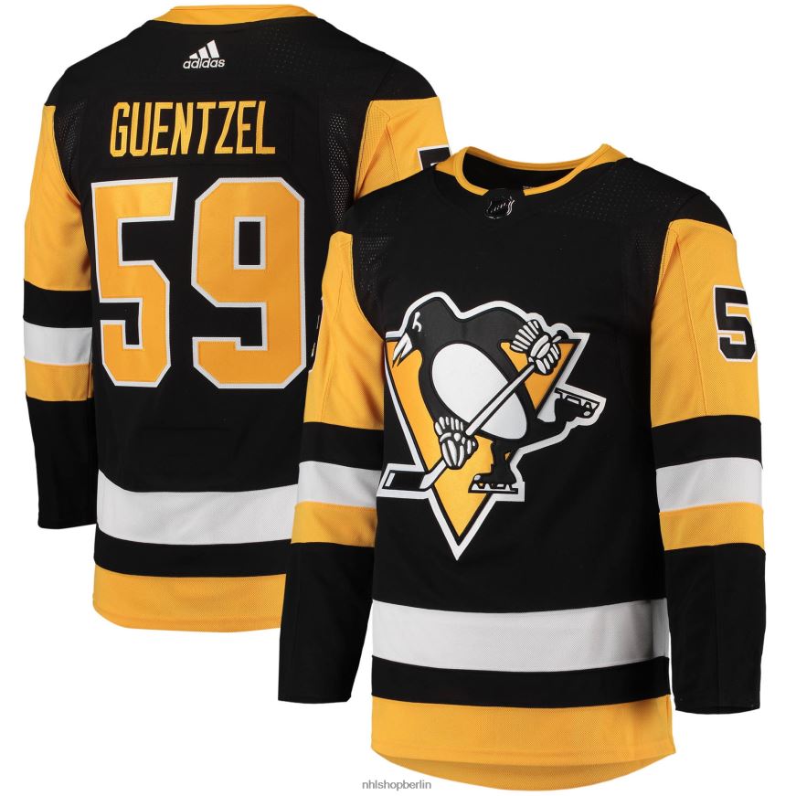 Männer NHL Pittsburgh Penguins Jake Guentzel Adidas Schwarz Home Primegreen Authentisches Pro-Spieler-Trikot Kleidung BF680T362