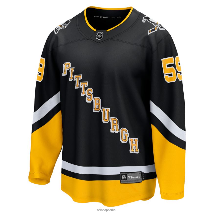 Männer NHL Pittsburgh Penguins Jake Guentzel Fanatics gebrandetes schwarzes 2021/22 alternatives Premier Breakaway-Spielertrikot Kleidung BF680T147