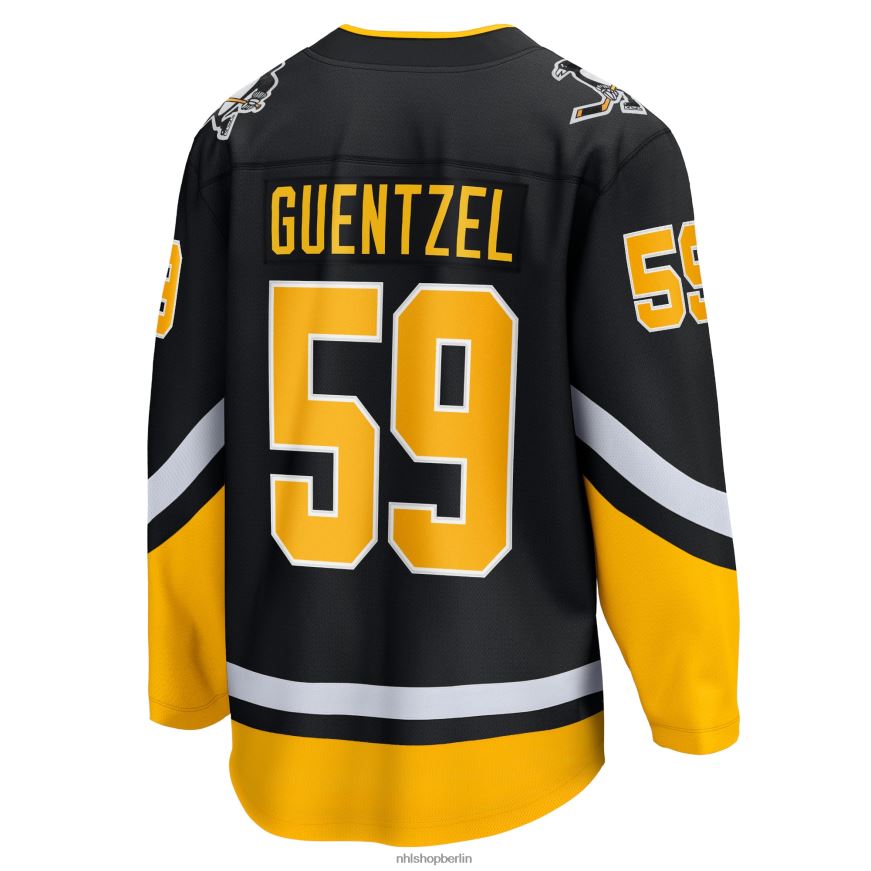 Männer NHL Pittsburgh Penguins Jake Guentzel Fanatics gebrandetes schwarzes 2021/22 alternatives Premier Breakaway-Spielertrikot Kleidung BF680T147