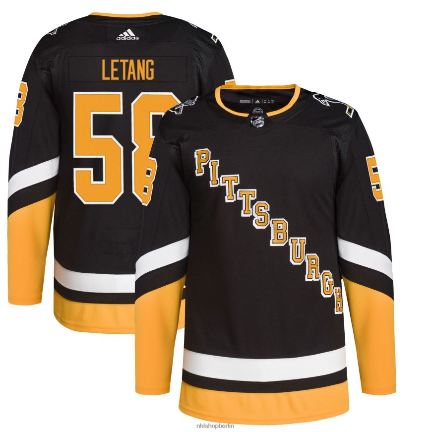 Männer NHL Pittsburgh Penguins Kris Letang Adidas Schwarz 2021/22 Alternative Primegreen Authentisches Pro-Spieler-Trikot Kleidung BF680T320