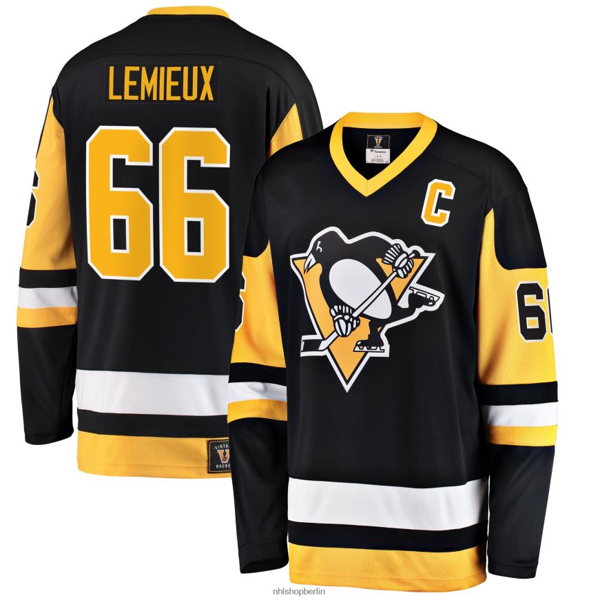 Männer NHL Pittsburgh Penguins Mario Lemieux Fanatics gebrandetes schwarzes Premier Breakaway-Spielertrikot im Ruhestand Kleidung BF680T90