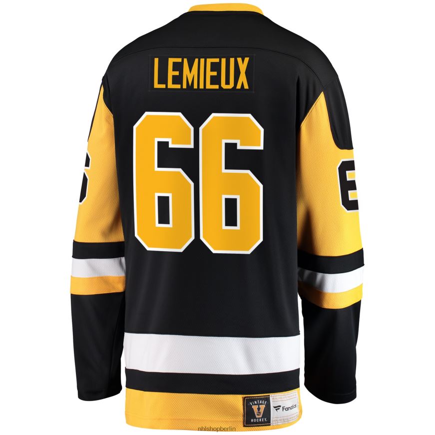 Männer NHL Pittsburgh Penguins Mario Lemieux Fanatics gebrandetes schwarzes Premier Breakaway-Spielertrikot im Ruhestand Kleidung BF680T90