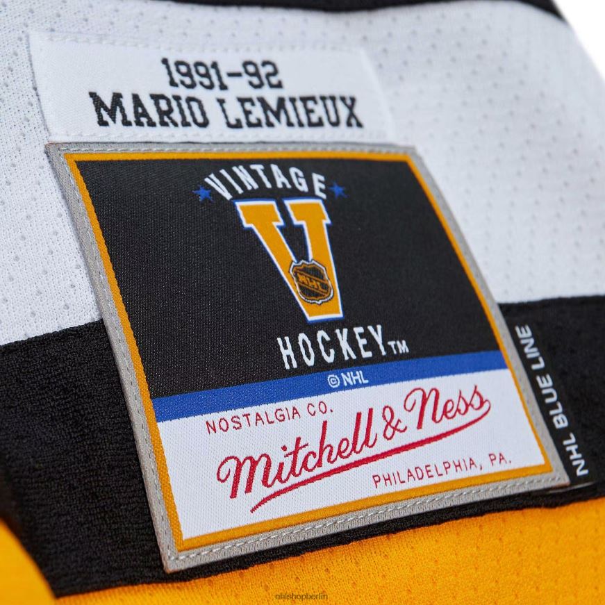 Männer NHL Pittsburgh Penguins Mario Lemieux Mitchell  Ness schwarzes 1991 Blue Line Player-Trikot Kleidung BF680T327