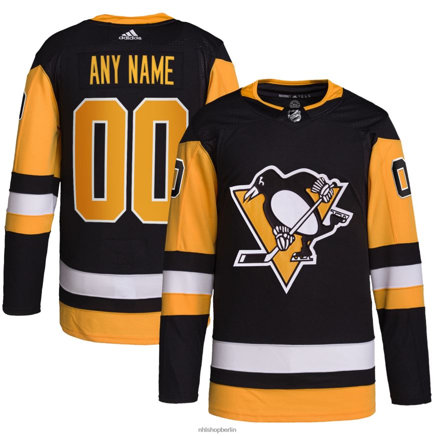 Männer NHL Pittsburgh Penguins adidas Schwarz Home Primegreen Authentic Pro Custom Trikot Kleidung BF680T2348