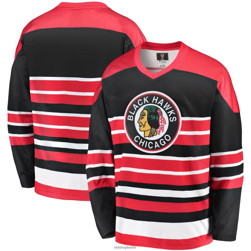 Männer NHL Rot/Schwarzes Premier Breakaway Heritage Blanko-Trikot der Chicago Blackhawks mit Fanatics-Logo Kleidung BF680T670