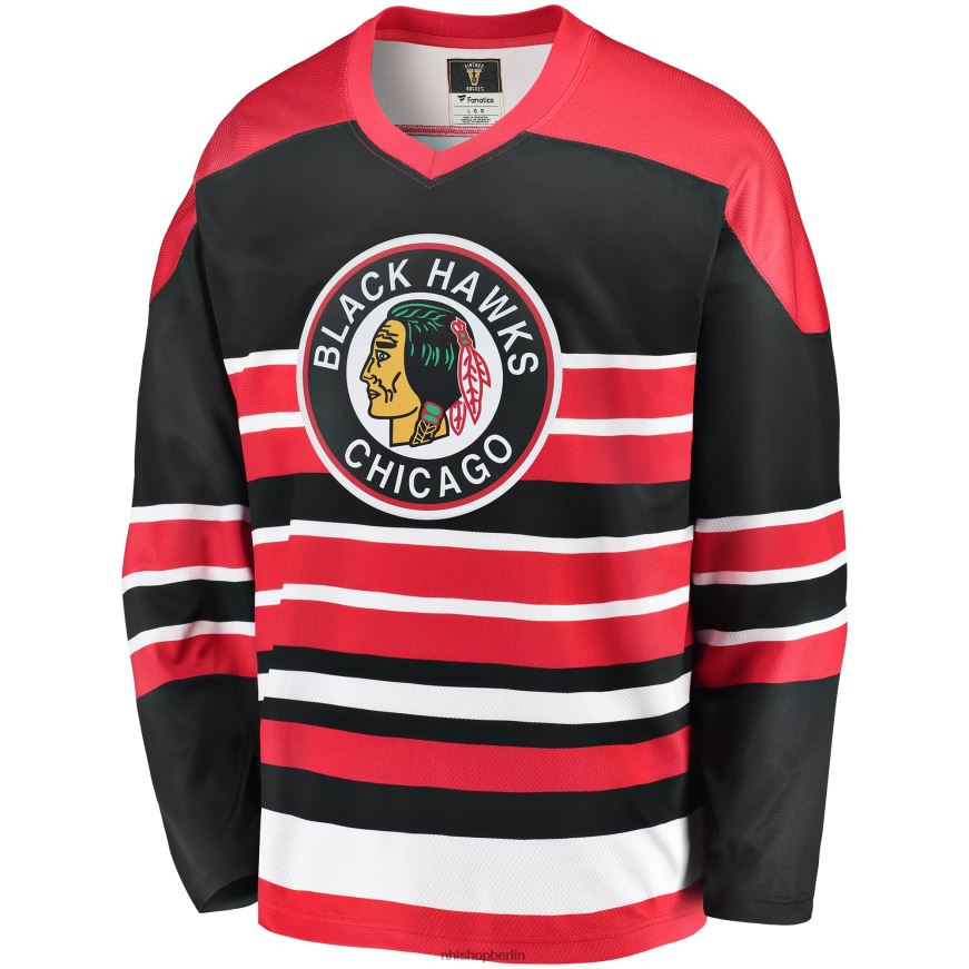 Männer NHL Rot/Schwarzes Premier Breakaway Heritage Blanko-Trikot der Chicago Blackhawks mit Fanatics-Logo Kleidung BF680T670