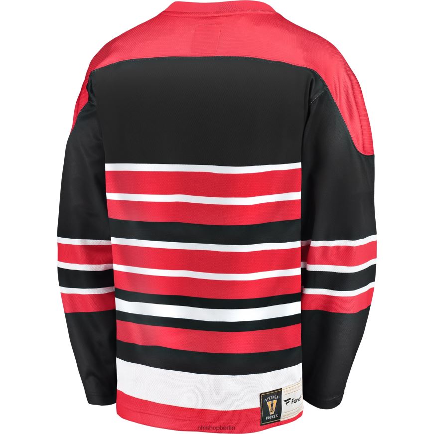 Männer NHL Rot/Schwarzes Premier Breakaway Heritage Blanko-Trikot der Chicago Blackhawks mit Fanatics-Logo Kleidung BF680T670