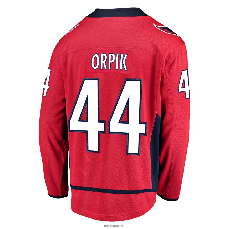 Männer NHL Rotes Breakaway-Heimspielertrikot der Washington Capitals Brooks mit Orpik-Fanatiker-Logo Kleidung BF680T2122