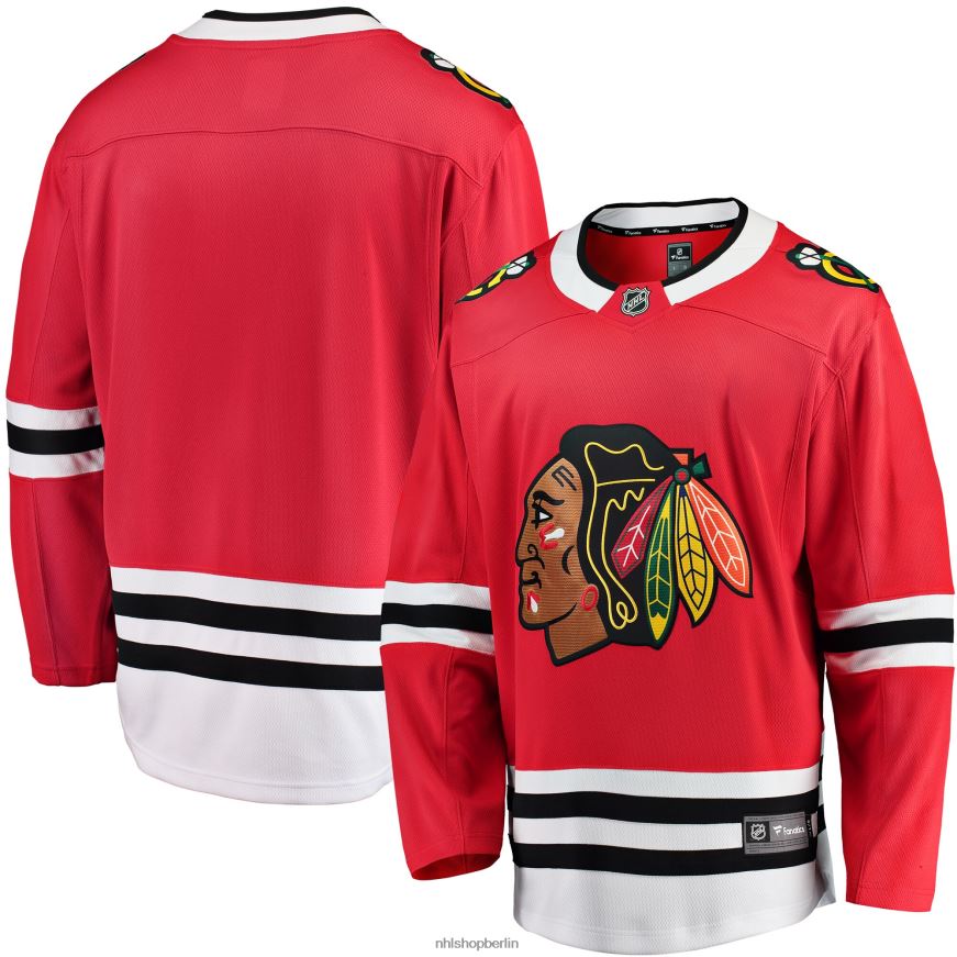 Männer NHL Rotes Breakaway-Heimtrikot der Chicago Blackhawks mit Fanatiker-Logo Kleidung BF680T392