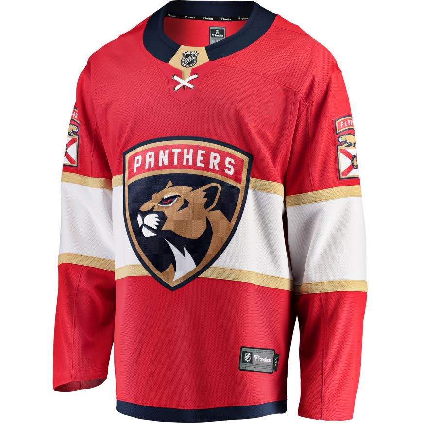 Männer NHL Rotes Breakaway-Heimtrikot der Florida Panthers mit Fanatics-Logo Kleidung BF680T394