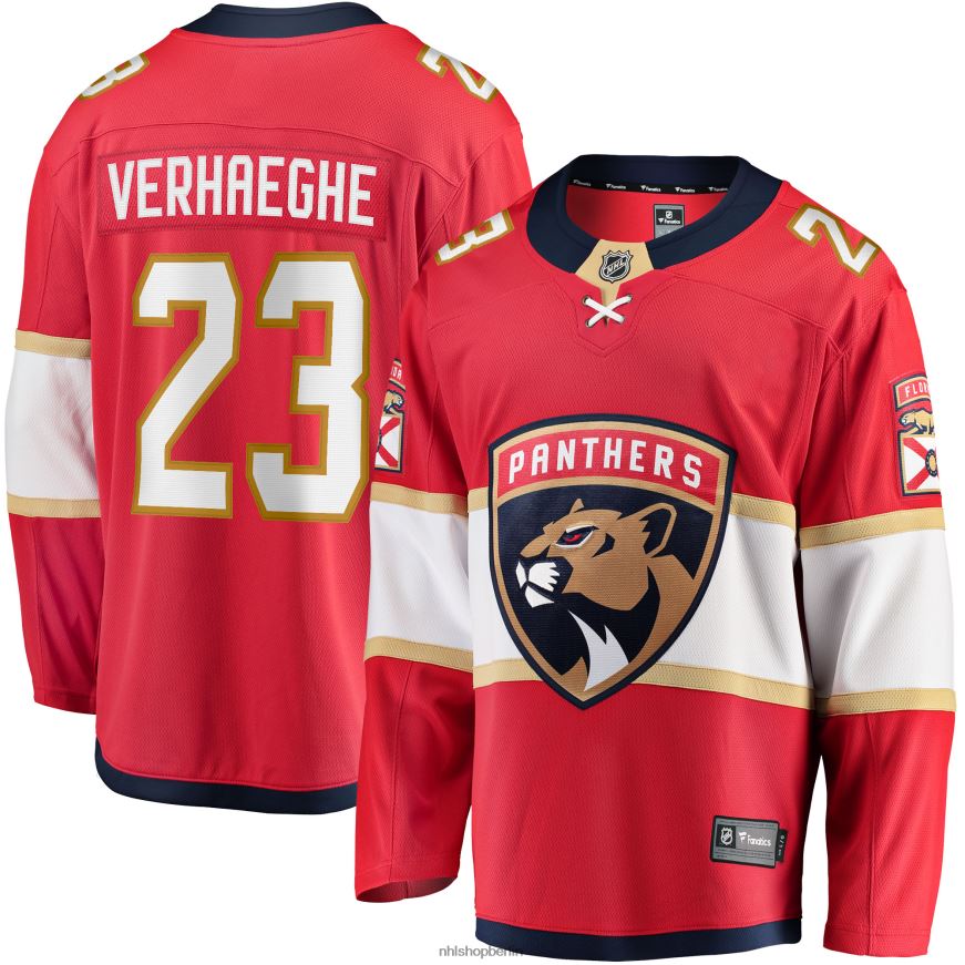 Männer NHL Rotes Breakaway-Heimtrikot der Florida Panthers mit Fanatics-Logo von Carter Verhaeghe Kleidung BF680T976