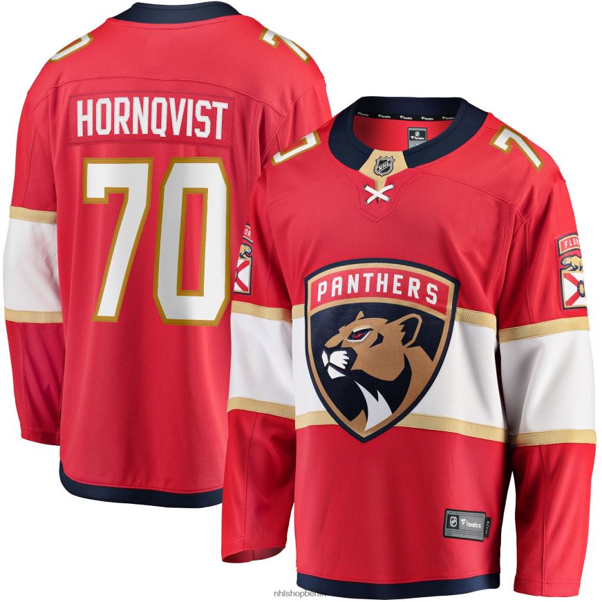 Männer NHL Rotes Breakaway-Heimtrikot der Florida Panthers mit Fanatics-Logo von Patric Hornqvist Kleidung BF680T2208