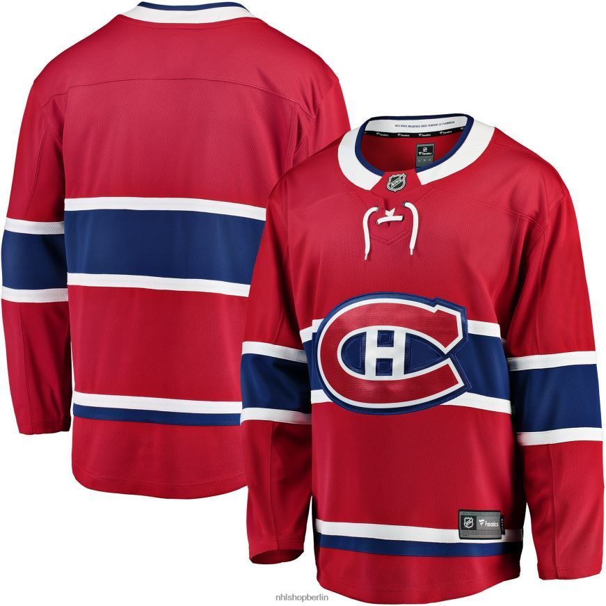 Männer NHL Rotes Breakaway-Heimtrikot der Montreal Canadiens mit Fanatics-Logo Kleidung BF680T643