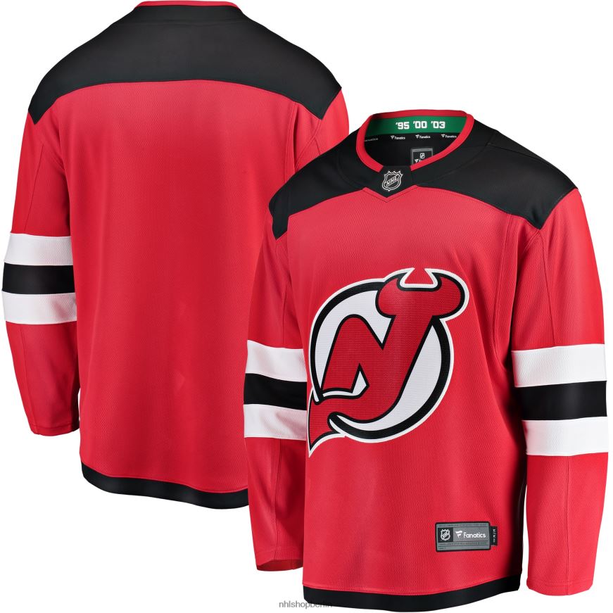 Männer NHL Rotes Breakaway-Heimtrikot der New Jersey Devils mit Fanatics-Logo Kleidung BF680T214