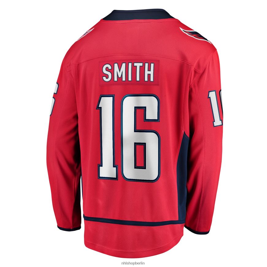 Männer NHL Rotes Breakaway-Heimtrikot der Washington Capitals mit Craig-Smith-Fanatiker-Logo Kleidung BF680T1986