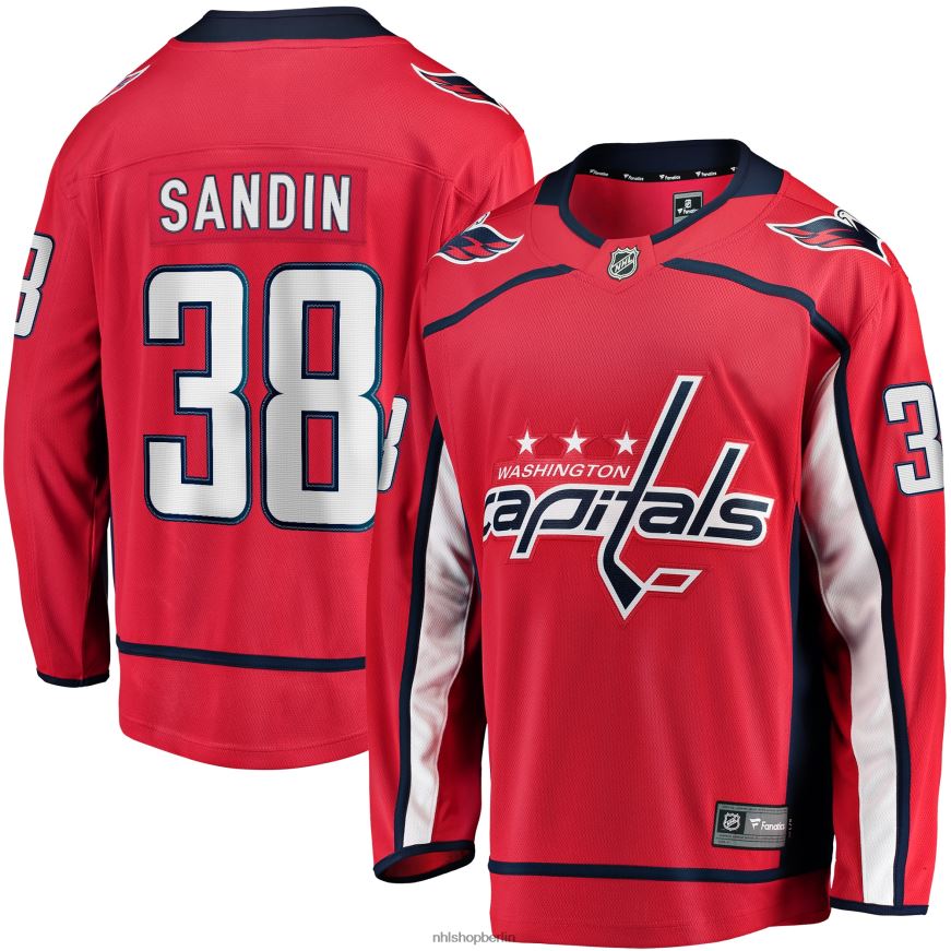 Männer NHL Rotes Breakaway-Heimtrikot der Washington Capitals mit Fanatiker-Logo von Rasmus Sandin Kleidung BF680T1953