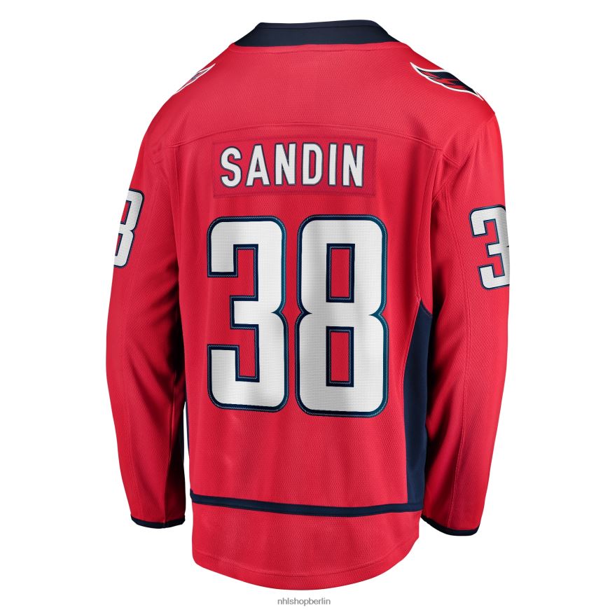 Männer NHL Rotes Breakaway-Heimtrikot der Washington Capitals mit Fanatiker-Logo von Rasmus Sandin Kleidung BF680T1953