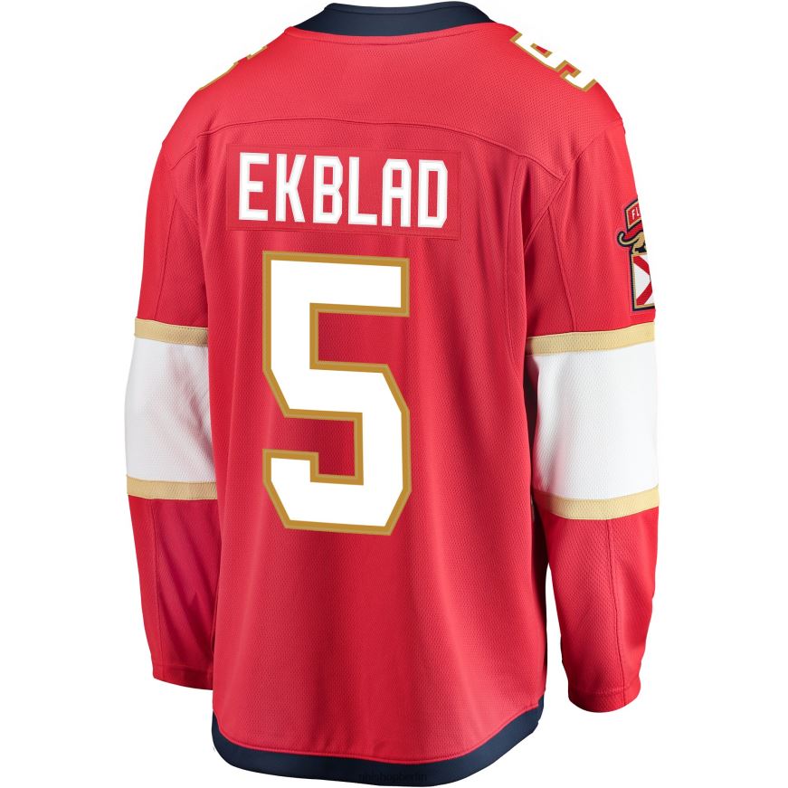 Männer NHL Rotes Breakaway-Spielertrikot der Florida Panthers mit Aaron Ekblad Fanatics-Logo Kleidung BF680T387